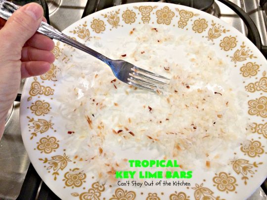 Tropical Key Lime Bars | Can't Stay Out of the Kitchen | This amazing #dessert is a perfect summer treat for Back-to-School bashes, family reunions or Labor Day parties. #cookie #keylime