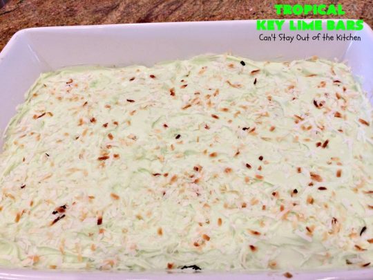 Tropical Key Lime Bars | Can't Stay Out of the Kitchen | This amazing #dessert is a perfect summer treat for Back-to-School bashes, family reunions or Labor Day parties. #cookie #keylime