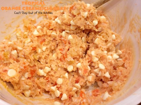 Tropical Orange Creamsicle Bars | Can't Stay Out of the Kitchen | these rich, decadent, heavenly #cookies use #OrangeCreamsicleCookieMix & frosting. They also have tropical #DriedFruits like #Mango, #papaya & #pineapple. #VanillaChips & #coconut make them so mouthwatering. Terrific #dessert for #Easter. #holiday #EasterDessert #MothersDay #MothersDayDessert #Tailgating #brownie #OrangeCreamsicle #TropicalOrangeCreamsicleBars #OrangeCreamsicleDessert