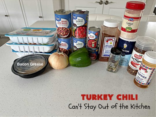 Turkey Chili | Can't Stay Out of the Kitchen | this is a fantastic way to enjoy #chili without excess calories. They #GroundTurkey is flavored from #ChiliPowder, #MixedChiliBeans & #ChipotlePeppersInAdoboSauce. Add #cornbread and you have a meal made in heaven. #chili #TurkeyChili #GlutenFree