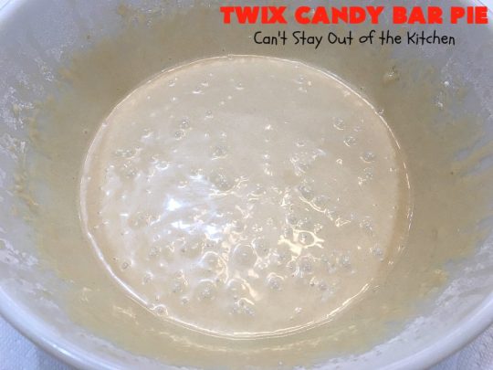 Twix Candy Bar Pie | Can't Stay Out of the Kitchen | this spectacular #pie will have you swooning from the first bite! It's filled with #TwixCandyBars so it's loaded with #chocolate & #caramel. Perfect #dessert for #ValentinesDay & other special occasions or #holidays. #ChocolateDessert #CaramelDessert #TwixCandyBarPie #TwixCandyBarDessert