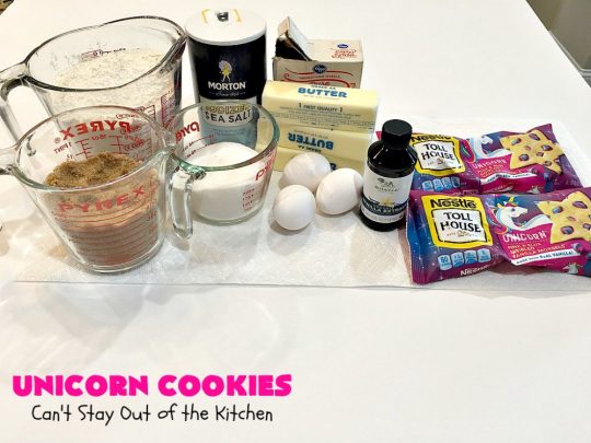 Unicorn Cookies | Can't Stay Out of the Kitchen | these adorable #cookies are made with #Nestles #Unicorn morsels. Terrific for #BirthdayParties or #holidays. #tailgating #dessert #HolidayDessert #ChristmasCookieExchange #UnicornCookies
