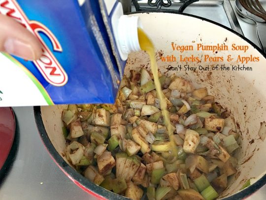 Vegan Pumpkin Soup with Leeks, Pears and Apples | Can't Stay Out of the Kitchen | this #soup is sensational - one of the best we have ever eaten! Comfort food at its finest. #vegan #glutenfree #pumpkin