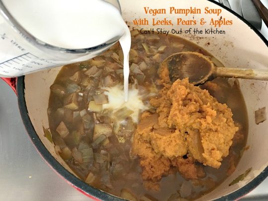 Vegan Pumpkin Soup with Leeks, Pears and Apples | Can't Stay Out of the Kitchen | this #soup is sensational - one of the best we have ever eaten! Comfort food at its finest. #vegan #glutenfree #pumpkin