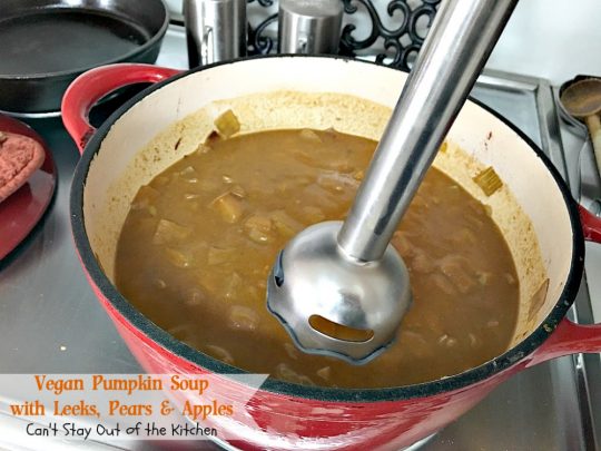 Vegan Pumpkin Soup with Leeks, Pears and Apples | Can't Stay Out of the Kitchen | this #soup is sensational - one of the best we have ever eaten! Comfort food at its finest. #vegan #glutenfree #pumpkin