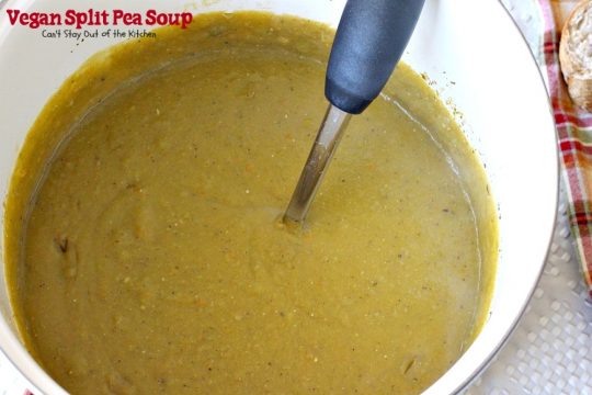 Vegan Split Pea Soup | Can't Stay Out of the Kitchen | this amazing #soup is terrific. It's chocked full of veggies along with being healthy, low calorie, #glutenfree & #vegan. We love it. #splitpeas