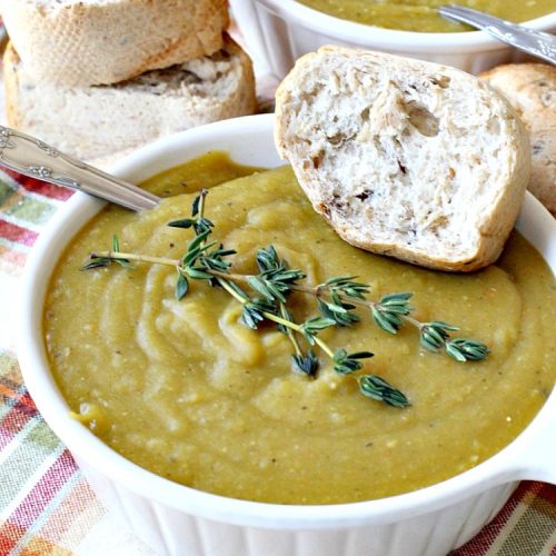 Vegan Split Pea Soup | Can't Stay Out of the Kitchen | this amazing #soup is terrific. It's chocked full of veggies along with being healthy, low calorie, #glutenfree & #vegan. We love it. #splitpeas