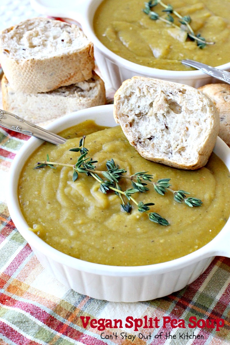 Vegan Split Pea Soup | Can't Stay Out of the Kitchen | this amazing #soup is terrific. It's chocked full of veggies along with being healthy, low calorie, #glutenfree & #vegan. We love it. #splitpeas