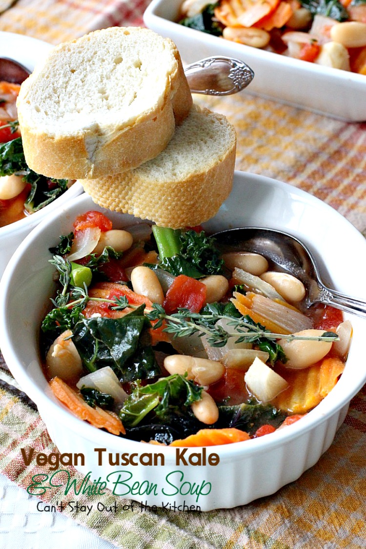 Vegan Tuscan Kale and White Bean Soup | Can't Stay Out of the Kitchen