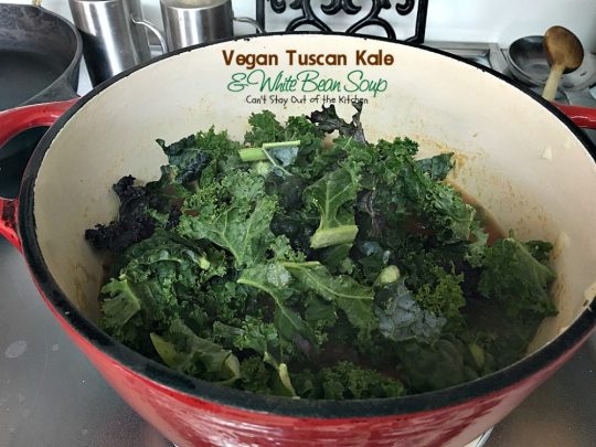 Vegan Tuscan Kale and White Bean Soup | Can't Stay Out of the Kitchen | amazing #lowcalorie and healthy #soup is incredibly tasty. It's also quick, easy #glutenfree & #vegan.
