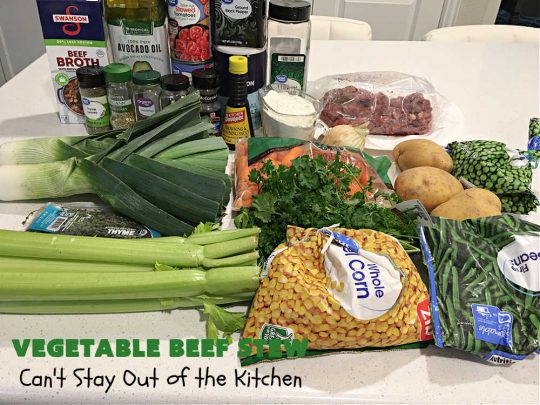 Vegetable Beef Stew | Can't Stay Out of the Kitchen | this amazing #BeefStew is one of our favorite comfort food #recipes. It's so hearty, filling & satisfying that you'll want second & third helpings! #potatoes #carrots #beef #peas #corn #GreenBeans #VegetableBeefStew
