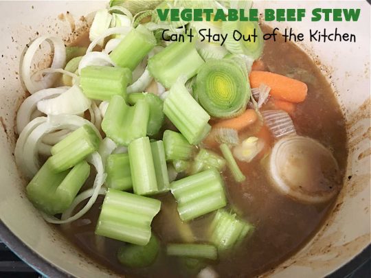 Vegetable Beef Stew | Can't Stay Out of the Kitchen | this amazing #BeefStew is one of our favorite comfort food #recipes. It's so hearty, filling & satisfying that you'll want second & third helpings! #potatoes #carrots #beef #peas #corn #GreenBeans #VegetableBeefStew