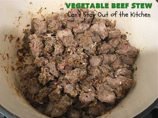 Vegetable Beef Stew | Can't Stay Out of the Kitchen | this amazing #BeefStew is one of our favorite comfort food #recipes. It's so hearty, filling & satisfying that you'll want second & third helpings! #potatoes #carrots #beef #peas #corn #GreenBeans #VegetableBeefStew