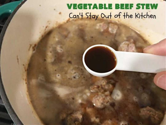 Vegetable Beef Stew | Can't Stay Out of the Kitchen | this amazing #BeefStew is one of our favorite comfort food #recipes. It's so hearty, filling & satisfying that you'll want second & third helpings! #potatoes #carrots #beef #peas #corn #GreenBeans #VegetableBeefStew