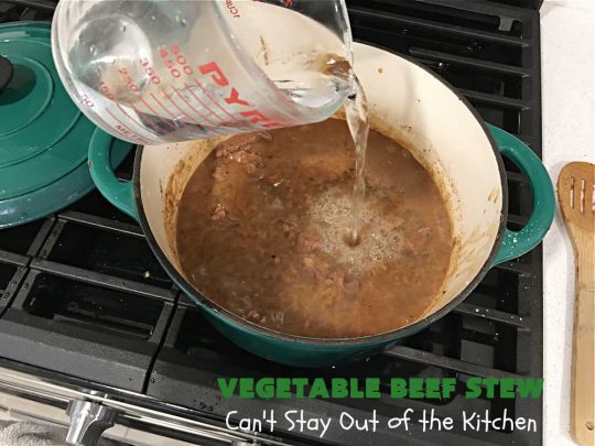 Vegetable Beef Stew | Can't Stay Out of the Kitchen | this amazing #BeefStew is one of our favorite comfort food #recipes. It's so hearty, filling & satisfying that you'll want second & third helpings! #potatoes #carrots #beef #peas #corn #GreenBeans #VegetableBeefStew