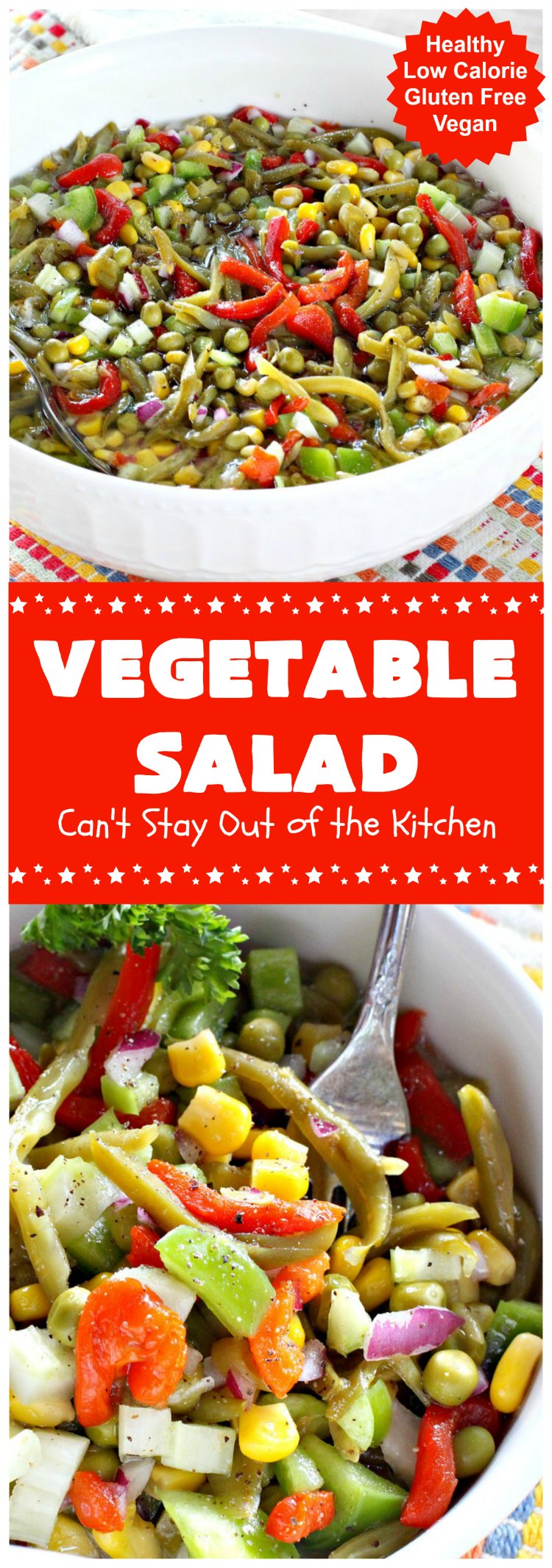 Vegetable Salad | Can't Stay Out of the Kitchen | this delicious #salad is so easy to put together. It's prepared a day in advance so the veggies marinate before serving. #healthy #Vegan #LowCalorie #GlutenFree #VegetableSalad