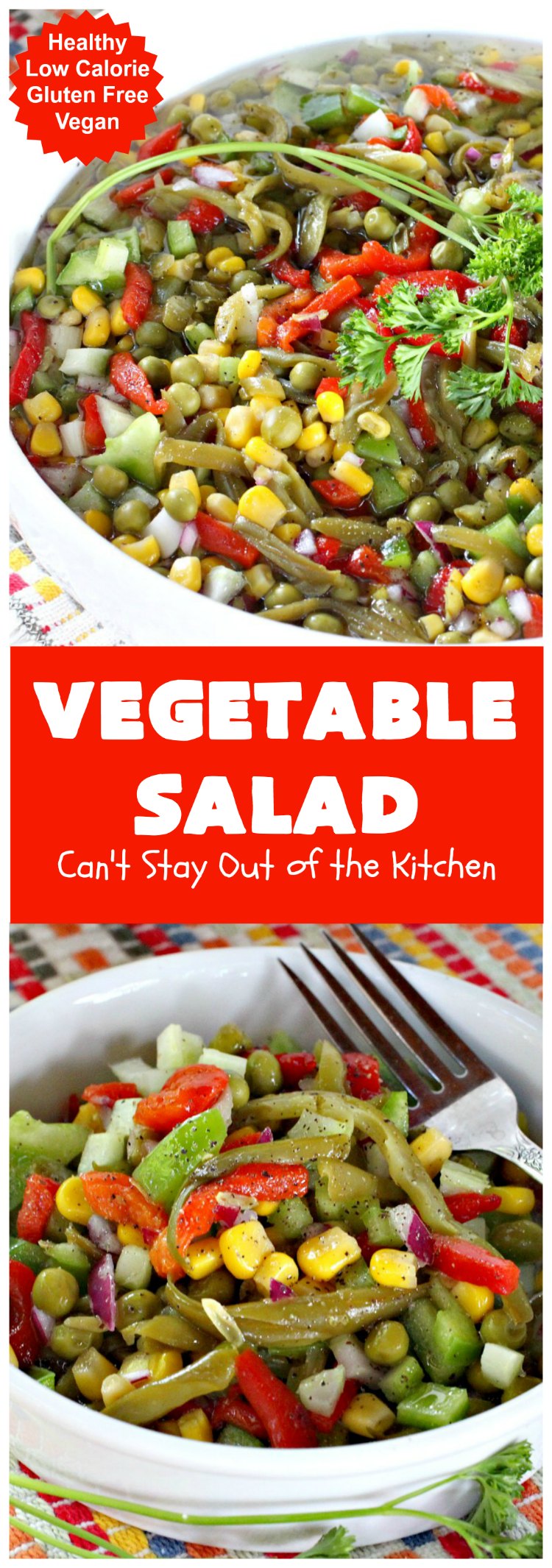Vegetable Salad | Can't Stay Out of the Kitchen | this delicious #salad is so easy to put together. It's prepared a day in advance so the veggies marinate before serving. #healthy #Vegan #LowCalorie #GlutenFree #VegetableSalad