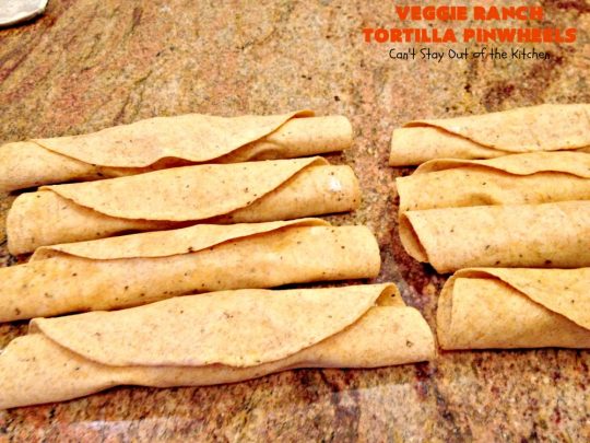 Veggie Ranch Tortilla Pinwheels | Can't Stay Out of the Kitchen | these #TexMex #appetizers are heavenly! They're made with a cream cheese & #Ranch dressing mix base. Then filled with green #chilies, #bacon, #olives & #peppers. Perfect for #tailgating, #NewYearsEve or #SuperBowl parties!