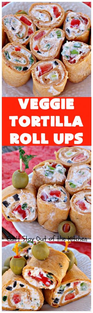 Veggie Tortilla Roll Ups | Can't Stay Out of the Kitchen | these delicious #appetizers are smooth and creamy and so perfect for #tailgating, #NewYearsEve or #SuperBowl parties. Everyone loves them!