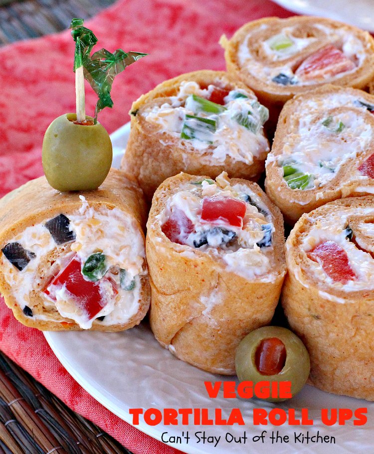 Veggie Tortilla Roll Ups | Can't Stay Out of the Kitchen | these delicious #appetizers are smooth and creamy and so perfect for #tailgating, #NewYearsEve or #SuperBowl parties. Everyone loves them!