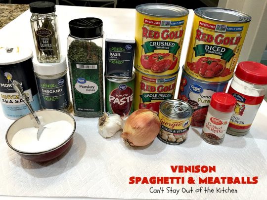 Venison Spaghetti and Meatballs | Can't Stay Out of the Kitchen | this #SpaghettiAndMeatballs version can't be beat! It takes the best of #spaghetti & #meatballs but uses #venison instead. No one will ever believe you're using #DeerMeat instead of #beef! This #LowCalorie entree will knock your socks off! #Italian #pasta #VenisonSpaghettiAndMeatballs