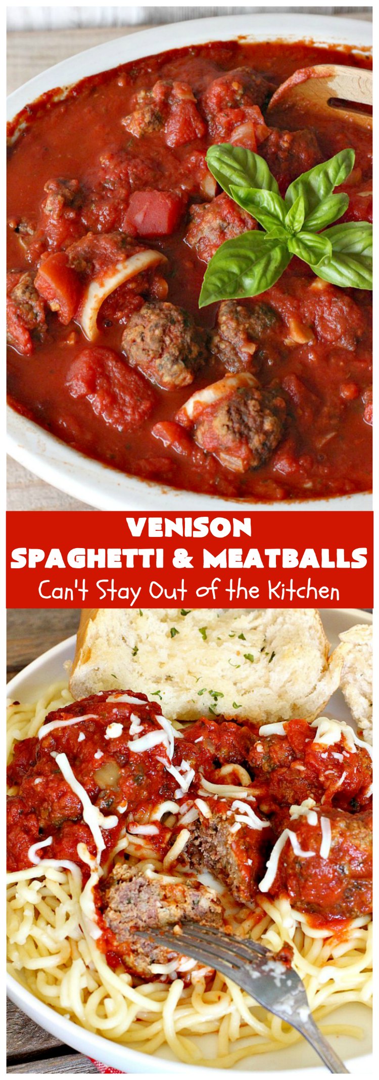 Venison Spaghetti and Meatballs | Can't Stay Out of the Kitchen | this #SpaghettiAndMeatballs version can't be beat! It takes the best of #spaghetti & #meatballs but uses #venison instead. No one will ever believe you're using #DeerMeat instead of #beef! This #LowCalorie entree will knock your socks off! #Italian #pasta #VenisonSpaghettiAndMeatballs