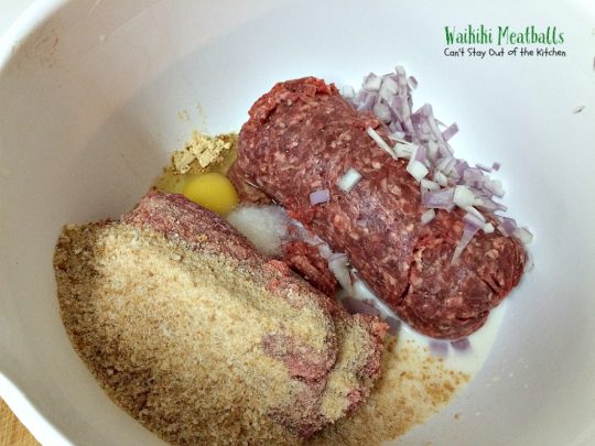 Waikiki Meatballs | Can't Stay Out of the Kitchen | delicious #Polynesian flavors and so quick and easy to make. I made it with homemade #glutenfree bread crumbs and it was wonderful. #beef #pineapple