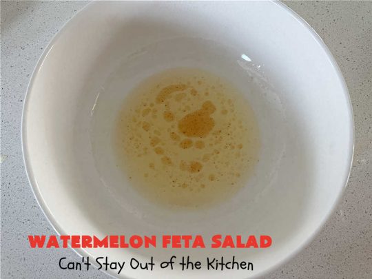 Watermelon Feta Salad | Can't Stay Out of the Kitchen | this fantastic #salad is #healthy, #SugarFree, #GlutenFree & #LowCalorie. It's fabulous to whip up for potlucks or company but easy enough for everyday menus. The combination of flavors with the #SaladDressing is mouthwatering & irresistible. #watermelon #GrapeTomatoes #FetaCheese #BalsamicVinaigrette #WatermelonFetaSalad