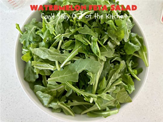Watermelon Feta Salad | Can't Stay Out of the Kitchen | this fantastic #salad is #healthy, #SugarFree, #GlutenFree & #LowCalorie. It's fabulous to whip up for potlucks or company but easy enough for everyday menus. The combination of flavors with the #SaladDressing is mouthwatering & irresistible. #watermelon #GrapeTomatoes #FetaCheese #BalsamicVinaigrette #WatermelonFetaSalad