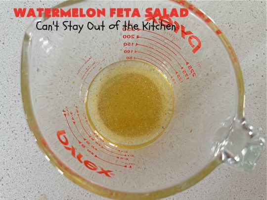 Watermelon Feta Salad | Can't Stay Out of the Kitchen | this fantastic #salad is #healthy, #SugarFree, #GlutenFree & #LowCalorie. It's fabulous to whip up for potlucks or company but easy enough for everyday menus. The combination of flavors with the #SaladDressing is mouthwatering & irresistible. #watermelon #GrapeTomatoes #FetaCheese #BalsamicVinaigrette #WatermelonFetaSalad