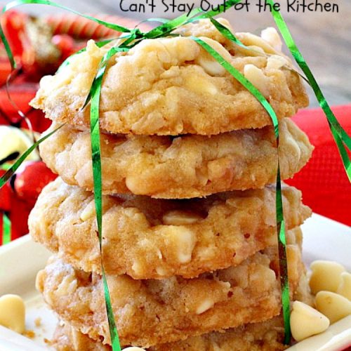 White Chip Island Cookies | Can't Stay Out of the Kitchen | these favorite #cookies always get rave reviews whenever we make them. Terrific for #holiday baking & #Christmas cookie exchanges. #dessert