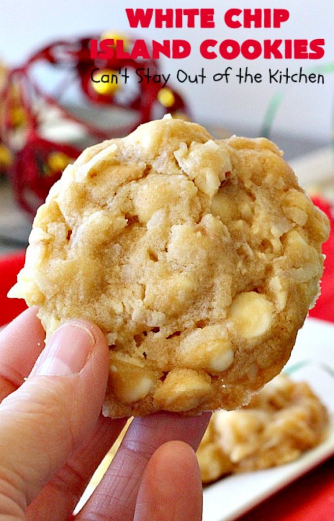White Chip Island Cookies | Can't Stay Out of the Kitchen | these favorite #cookies always get rave reviews whenever we make them. Terrific for #holiday baking & #Christmas cookie exchanges. #dessert