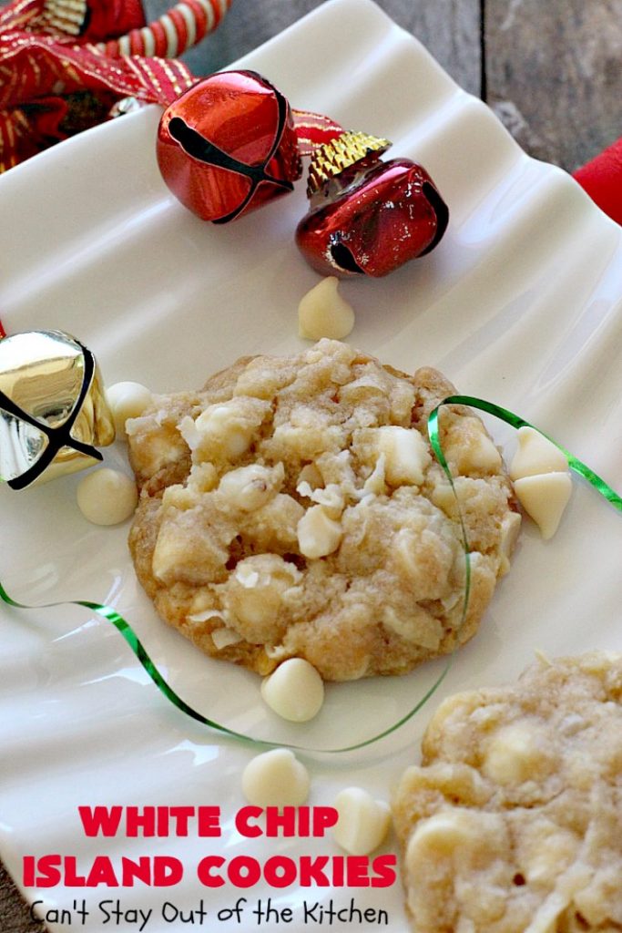 White Chip Island Cookies | Can't Stay Out of the Kitchen | these favorite #cookies always get rave reviews whenever we make them. Terrific for #holiday baking & #Christmas cookie exchanges. #dessert