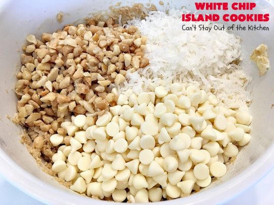White Chip Island Cookies | Can't Stay Out of the Kitchen | these favorite #cookies always get rave reviews whenever we make them. Terrific for #holiday baking & #Christmas cookie exchanges. #dessert