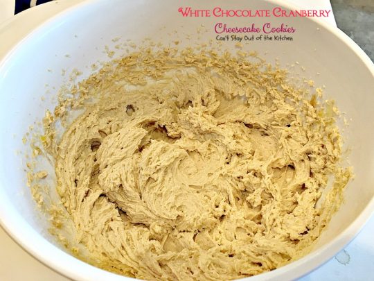White Chocolate Cranberry Cheesecake Cookies | Can't Stay Out of the Kitchen | #Subway copycat recipe. #cheesecake pudding mix takes these scrumptious #cookies to the next level. They are sensational! #whitechocolate #craisins #dessert