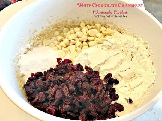 White Chocolate Cranberry Cheesecake Cookies | Can't Stay Out of the Kitchen | #Subway copycat recipe. #cheesecake pudding mix takes these scrumptious #cookies to the next level. They are sensational! #whitechocolate #craisins #dessert