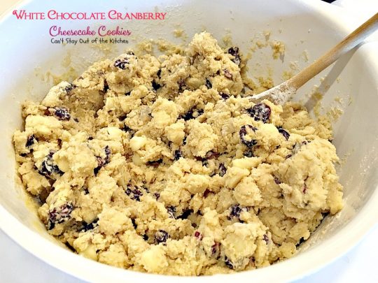 White Chocolate Cranberry Cheesecake Cookies | Can't Stay Out of the Kitchen | #Subway copycat recipe. #cheesecake pudding mix takes these scrumptious #cookies to the next level. They are sensational! #whitechocolate #craisins #dessert