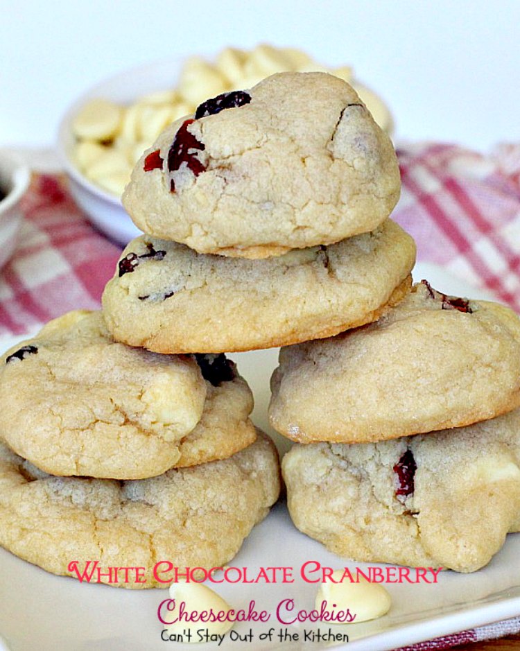White Chocolate Cranberry Cheesecake Cookies | Can't Stay Out of the Kitchen | #Subway copycat recipe. #cheesecake pudding mix takes these scrumptious #cookies to the next level. They are sensational! #whitechocolate #craisins #dessert