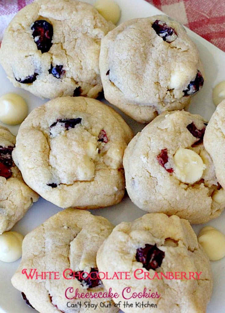 White Chocolate Cranberry Cheesecake Cookies | Can't Stay Out of the Kitchen | #Subway copycat recipe. #cheesecake pudding mix takes these scrumptious #cookies to the next level. They are sensational! #whitechocolate #craisins #dessert