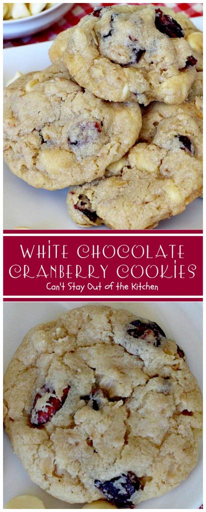 White Chocolate Cranberry Cookies | Can't Stay Out of the Kitchen | this fabulous #dessert is one of our favorite #holiday #cookies. #whitechocolatechips and #craisins make this #oatmealcookie spectacular. #chocolate