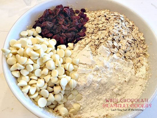 White Chocolate Cranberry Cookies | Can't Stay Out of the Kitchen | this fabulous #dessert is one of our favorite #holiday #cookies. #whitechocolatechips and #craisins make this #oatmealcookie spectacular. #chocolate