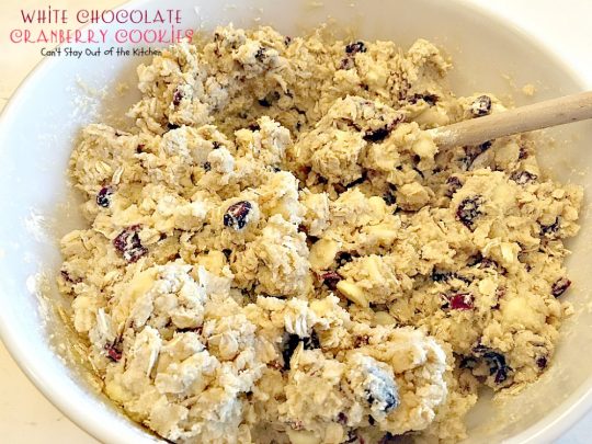 White Chocolate Cranberry Cookies | Can't Stay Out of the Kitchen | this fabulous #dessert is one of our favorite #holiday #cookies. #whitechocolatechips and #craisins make this #oatmealcookie spectacular. #chocolate