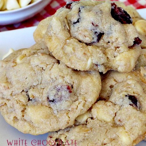 White Chocolate Cranberry Cookies | Can't Stay Out of the Kitchen | this fabulous #dessert is one of our favorite #holiday #cookies. #whitechocolatechips and #craisins make this #oatmealcookie spectacular. #chocolate