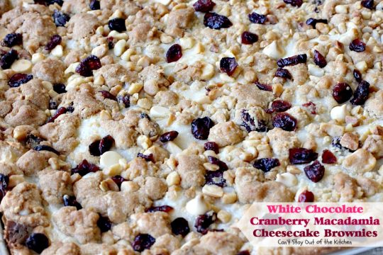 White Chocolate Cranberry Macadamia Cheesecake Brownies | Can't Stay Out of the Kitchen |we love these spectacular #brownies. They have a delectable #cheesecake layer in the middle & they're perfect for #tailgating parties. #chocolate #dessert #cranberries 