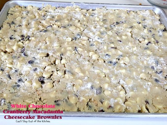White Chocolate Cranberry Macadamia Cheesecake Brownies | Can't Stay Out of the Kitchen |we love these spectacular #brownies. They have a delectable #cheesecake layer in the middle & they're perfect for #tailgating parties. #chocolate #dessert #cranberries 