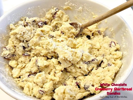 White Chocolate Cranberry Shortbread Blondies | Can't Stay Out of the Kitchen | we give out #Christmas #cookies every year and these were one of the favorites. Exceptionally good & easy to make. #dessert #chocolate #craisins