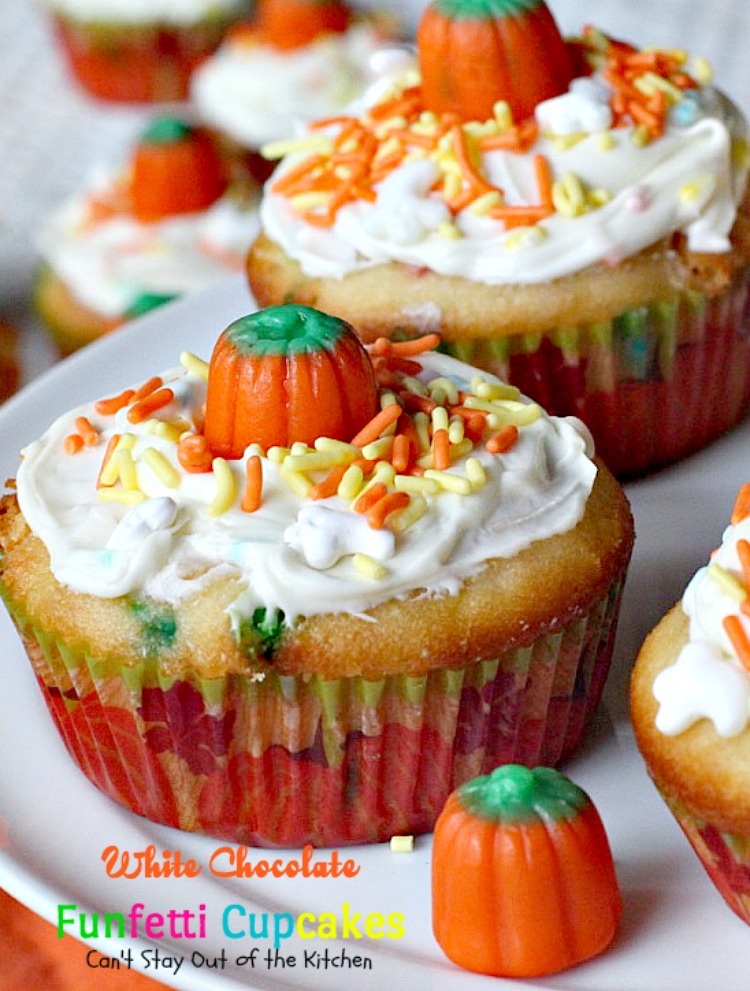White Chocolate Funfetti Cupcakes | Can't Stay Out of the Kitchen