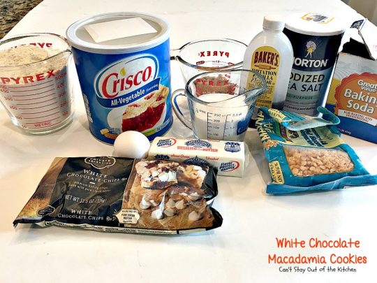 White Chocolate Macadamia Cookies | Can't Stay Out of the Kitchen | one of our favorite #desserts. These #cookies are divine! White #chocolate chips & #macadamianuts make them rich and decadent.