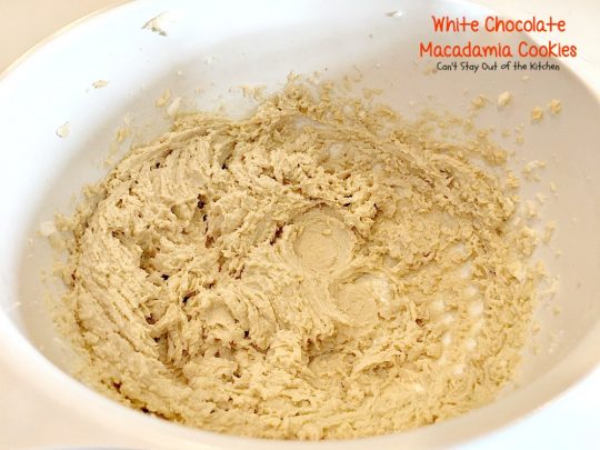 White Chocolate Macadamia Cookies | Can't Stay Out of the Kitchen | one of our favorite #desserts. These #cookies are divine! White #chocolate chips & #macadamianuts make them rich and decadent.