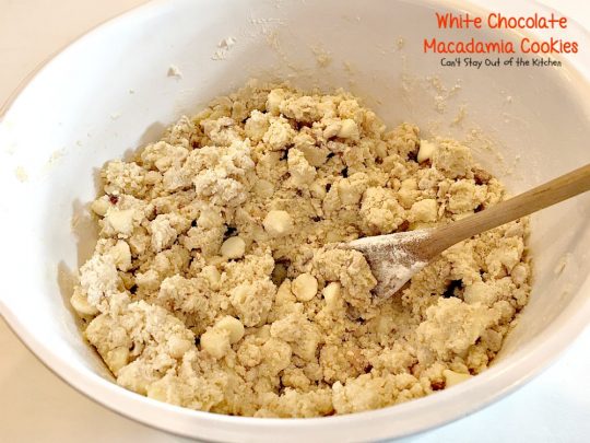 White Chocolate Macadamia Cookies | Can't Stay Out of the Kitchen | one of our favorite #desserts. These #cookies are divine! White #chocolate chips & #macadamianuts make them rich and decadent.